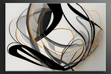 Modern minimalist abstract dynamic line decorative painting pattern, cover design - generative ai
