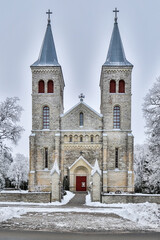 Fototapeta na wymiar A historic church in the town of Rapla in Estonia