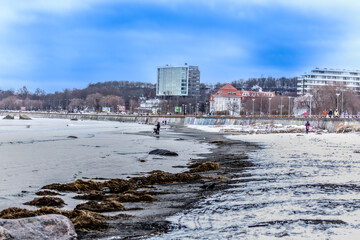 Winter sea beach Pirita in Estonia