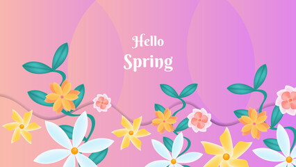 Soft pink spring wallpaper paper style. Botanical flower vector background