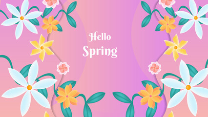 Fototapeta na wymiar Soft pink spring wallpaper paper style. Botanical flower vector background