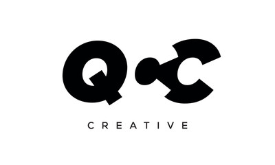 QCC letters negative space logo design. creative typography monogram vector