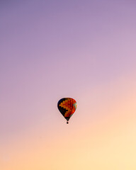 colorful hot air ballon at sunset