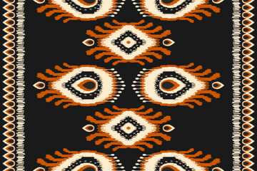 Carpet ethnic ikat pattern art. Geometric ethnic ikat seamless pattern in tribal. Mexican style. Design for background, wallpaper, illustration, fabric, clothing, carpet, textile, batik, embroidery.