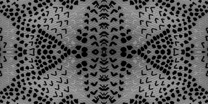 Snake Textiles. Monochrome Persian Tile. Metal