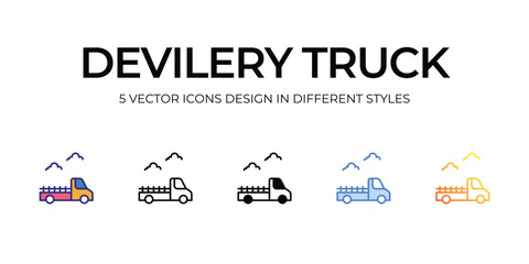 delivery tuck Icon Design in Five style with Editable Stroke. Line, Solid, Flat Line, Duo Tone Color, and Color Gradient Line. Suitable for Web Page, Mobile App, UI, UX and GUI design.