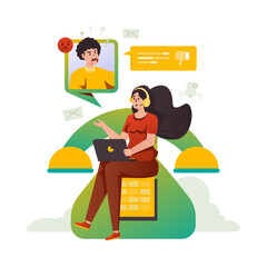 Customer care handle complaint flat design