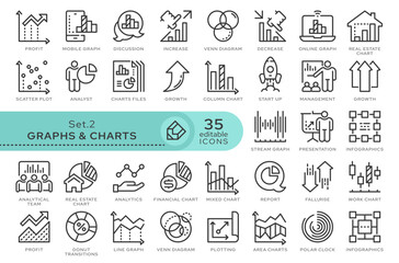 Fototapeta na wymiar Set of conceptual icons. Vector icons in flat linear style for web sites, applications and other graphic resources. Set from the series - Graphs and Charts. Editable outline icon. 