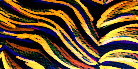 Tiger Attack. Bright Wild Cat Skin. Bright Tiger Watercolor. Zebra Strips. Bright Jungle Cat Print. Multicolored Animal Print Zebra.