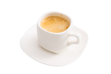 White espresso Americano ristretto cup, transparent background, isolated png.