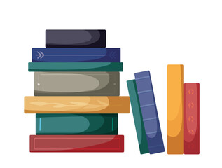 World Book Day. April 23 celebration. Books stack composition. Cozy vector poster illustration. Love of reading concept.