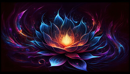 Glowing cosmic lotus - By Generative AI