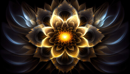 Lotus made of light fractal blooming - By Generative AI