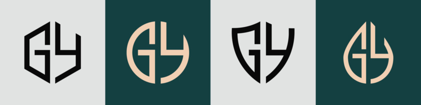 Creative simple Initial Letters GY Logo Designs Bundle.