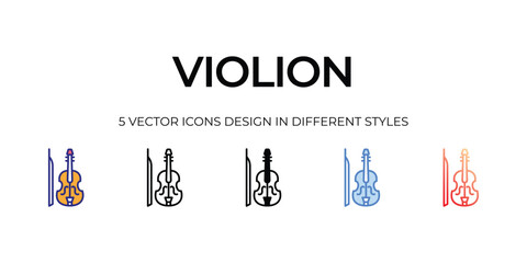 violin Icon Design in Five style with Editable Stroke. Line, Solid, Flat Line, Duo Tone Color, and Color Gradient Line. Suitable for Web Page, Mobile App, UI, UX and GUI design.