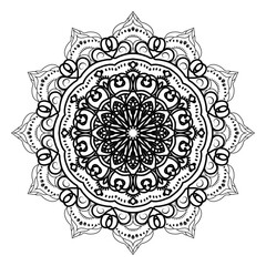 Circular pattern in the form of a mandala. Henna tatoo mandala. Mehndi style. Decorative pattern in oriental style. Coloring book page.