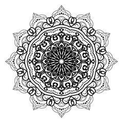Circular pattern in the form of a mandala. Henna tatoo mandala. Mehndi style. Decorative pattern in oriental style. Coloring book page.