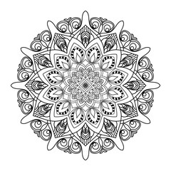 Circular pattern in the form of a mandala. Henna tatoo mandala. Mehndi style. Decorative pattern in oriental style. Coloring book page.