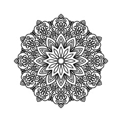 Circular pattern in the form of a mandala. Henna tatoo mandala. Mehndi style. Decorative pattern in oriental style. Coloring book page.