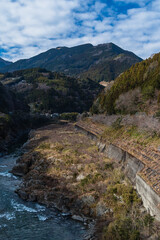 日本　徳島県三好市を流れる吉野川と大歩危