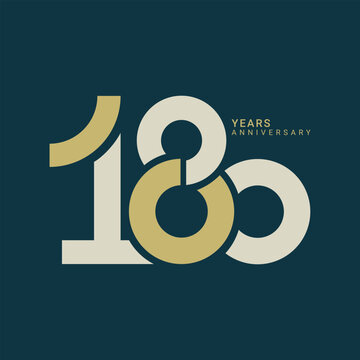 180, 180th Years Anniversary Logo, Golden Color, Vector Template Design element for birthday, invitation, wedding, jubilee and greeting card illustration.