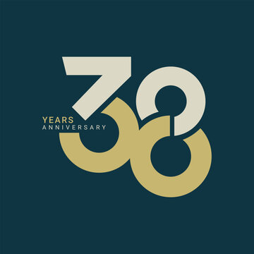 38, 38th Years Anniversary Logo, 8 birthday,  Vector Template Design element for birthday, invitation, wedding, jubilee and greeting card illustration.