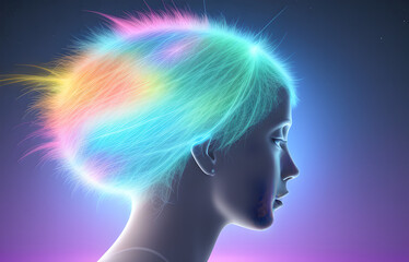 Human mental energy abstract illustration, generated ai