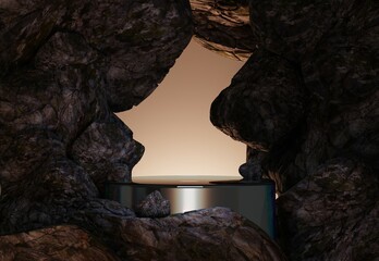 stone podium 3d render view design