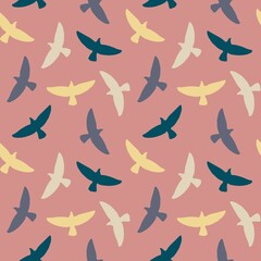 Seamless pattern with birds. Pastel colors. For textiles and paper