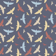 Seamless pattern with birds. Pastel colors. For textiles and paper