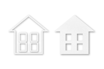 White paper cut house shapes apart on transparent background.