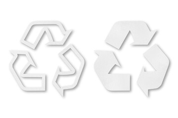 White paper punched into recycled shapes isolated on transparent background.