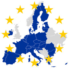 European Union Europe map nations member states countries economic alliance flag vector illustration - obrazy, fototapety, plakaty