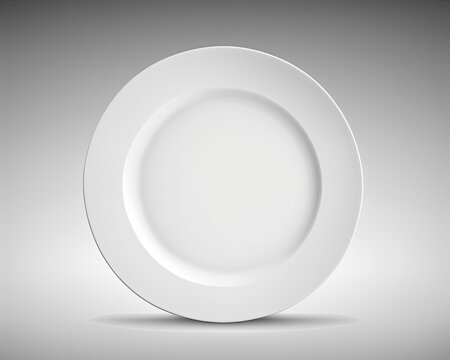 Classic white porcelain dinner plate isolated on white background