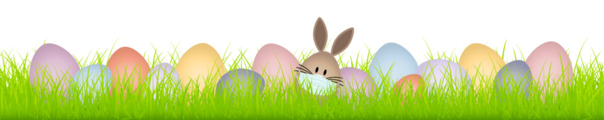 Osterwiese Braunes Hasenei Maske & 14 Bunte Ostereier