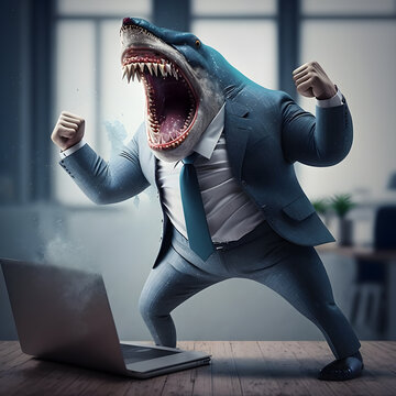 Shark in business suit business concept