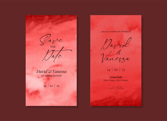 Watercolor red wedding invitation story template design