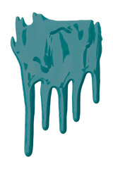 Green, blue-green with pigments flowing down. Isolated on white background.