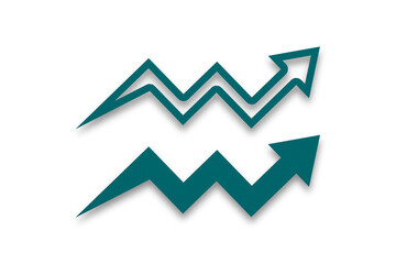 graph paper green arrows isolated on white background