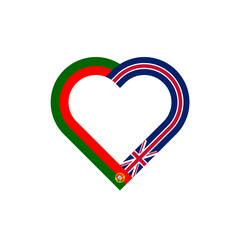 unity concept. heart ribbon icon of portugal and united kingdom flags. transparent png background