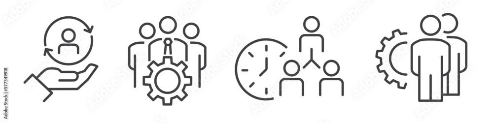 Wall mural business vector icon collection on white background - teamwork and process vector illustration set