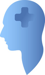 Head with a pharmacy sign. Mental health concept. Vector illustration.