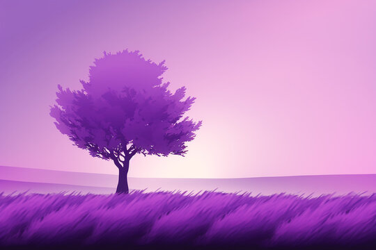 Simple lavender abstract landscape background. AI generated image