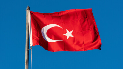 Turkish flag. Turkish flag and dramatic sunset sky. Turkish National holidays concept. 23 Nisan, 19...