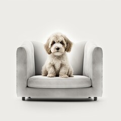 puppy sitting on a sofa