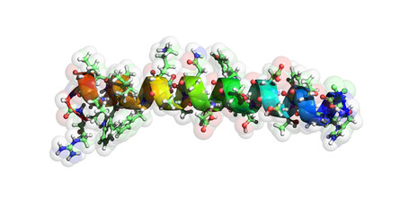 Semaglutide, Ozempic, Wegovy, Rybelsus, Zepbound antidiabetic and weight loss medication 3D molecule,  4K