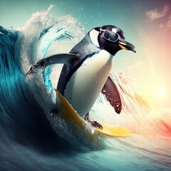 penguin surfer