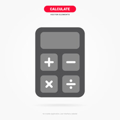 Calculator icon vector on white background. Savings, finances sign. Economy calculate. Four operations, multiplication, addition, subtraction, dividing, division. For UI, UX, website, mobile app. 