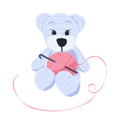 A teddy bear is crocheted