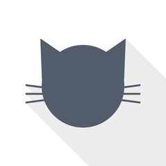 Cat head vector icon, animal concept flat design illustration